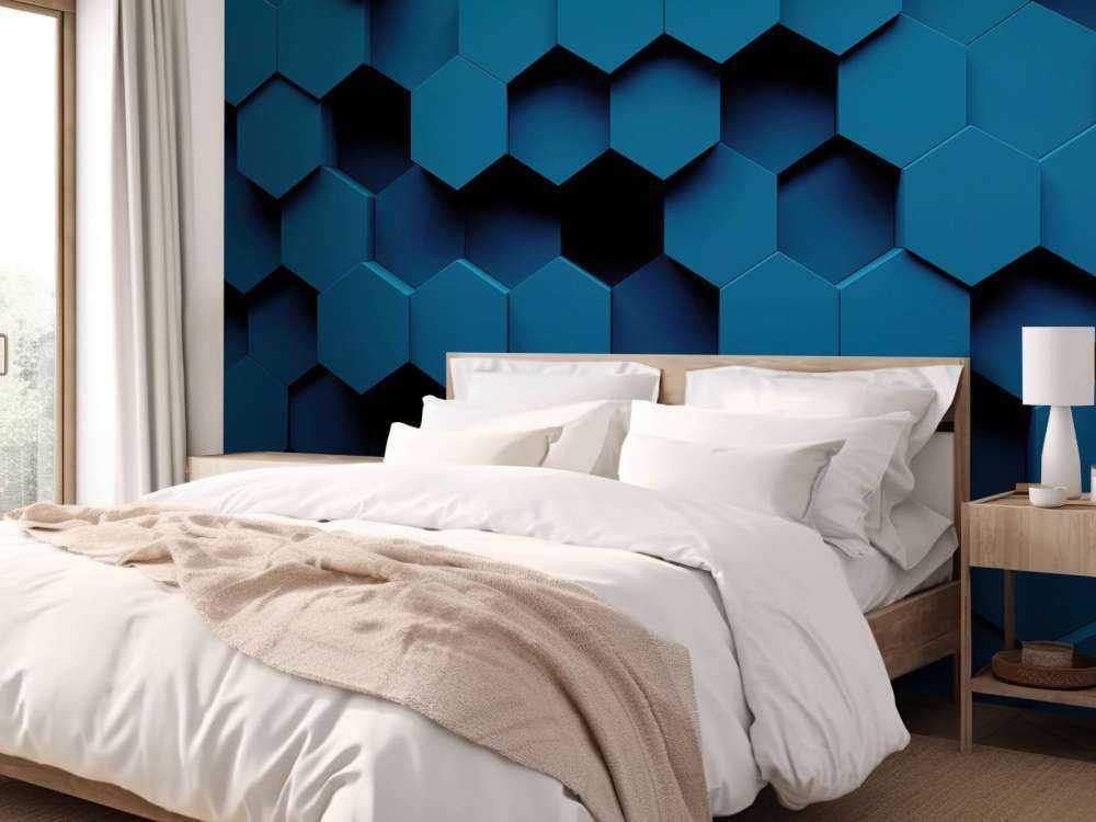 Mørkeblå Hexagons