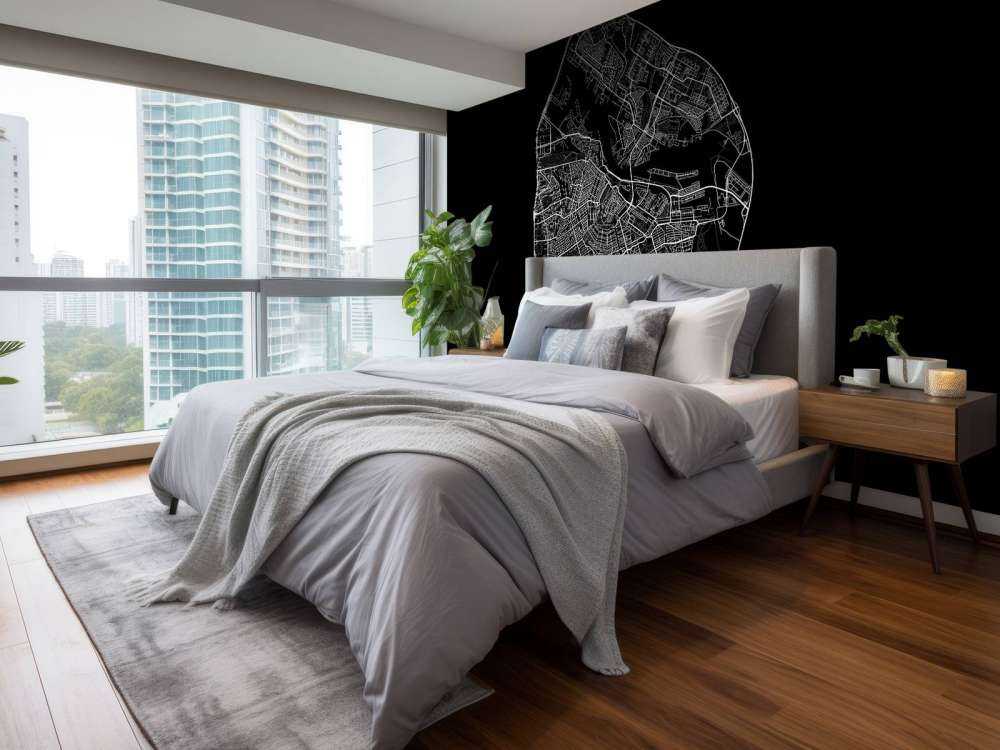 Kort over Amsterdam, sort