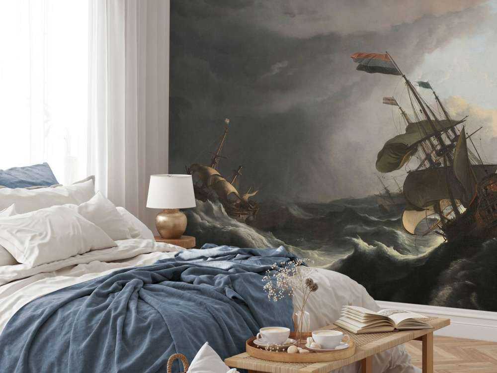 Krigsskibe under en storm