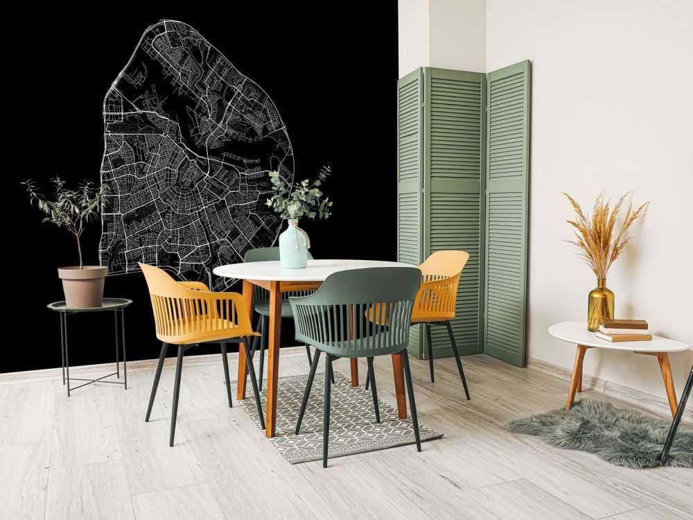 Kort over Amsterdam, sort