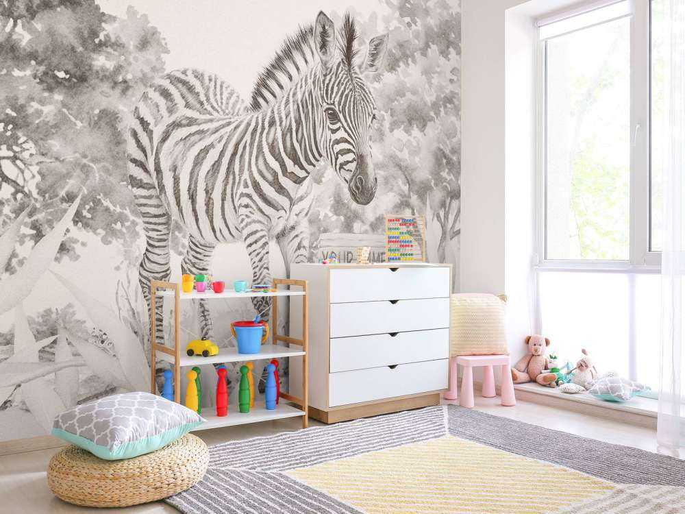 Ung zebra i naturen beige