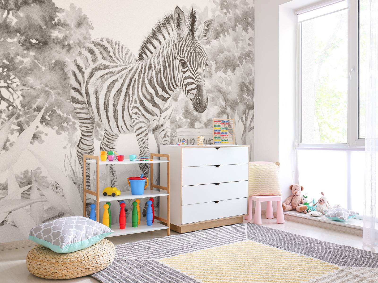 Ung zebra i naturen beige