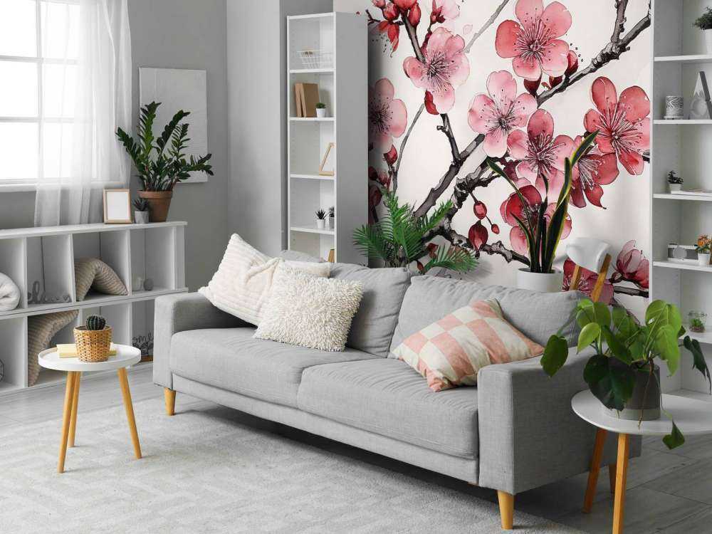 Blæktegning af kirsebærblomster grene #6