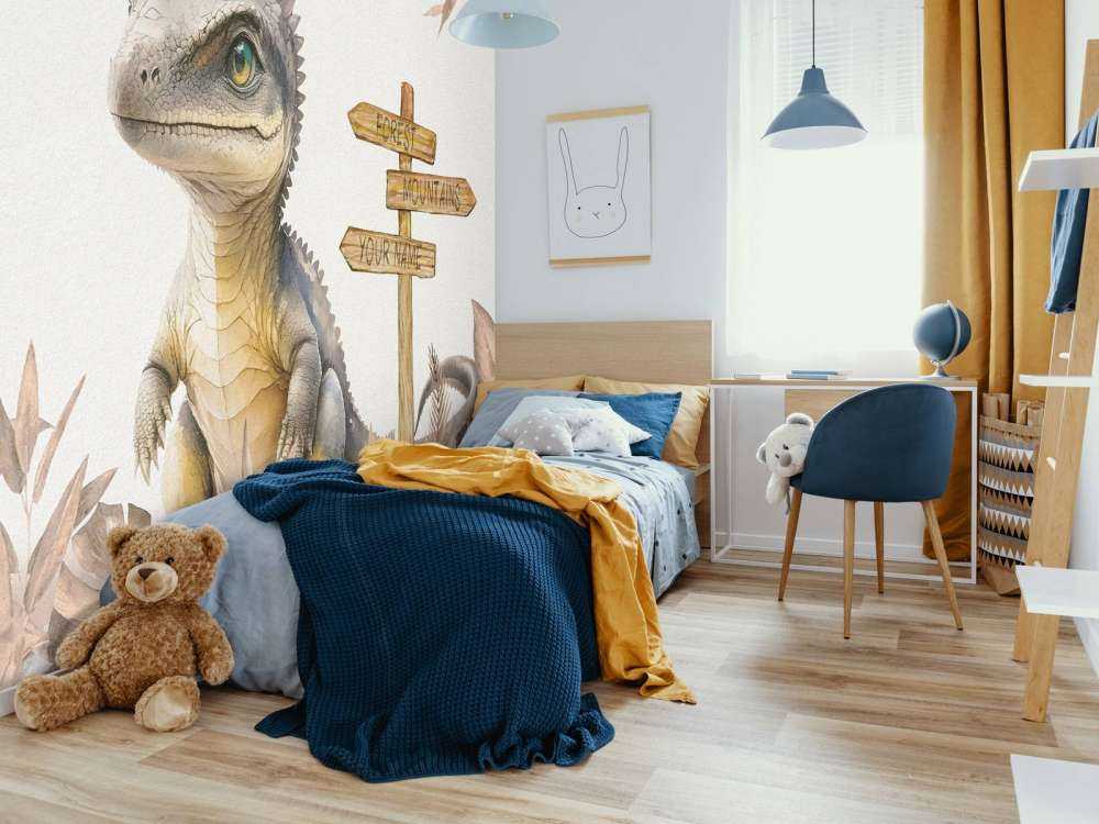 Baby spinosaurus i den taupefarvede junglen