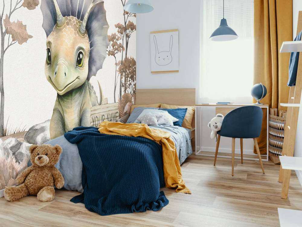 Baby triceratops i den taupefarvede junglen