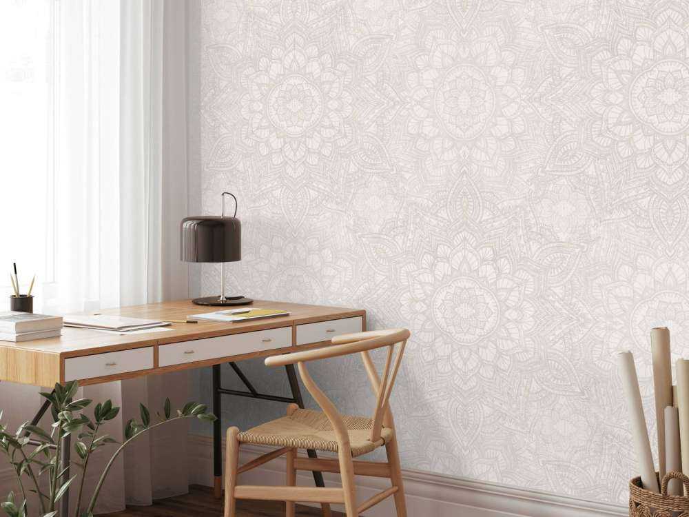 Boho Golden Mandala - neutral grå