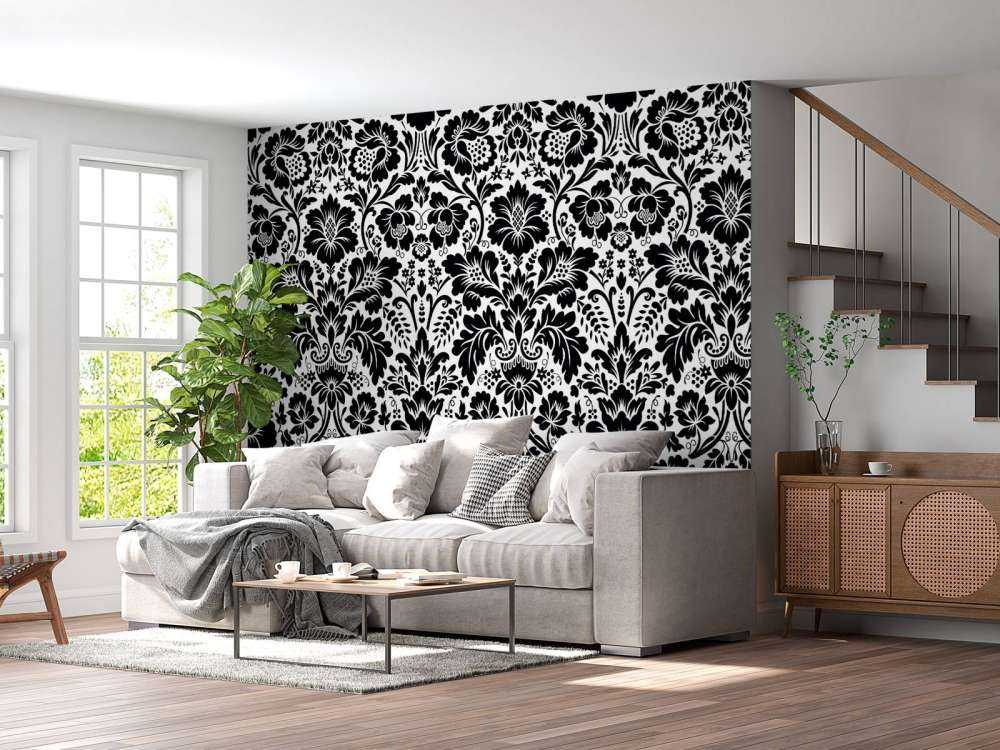 Damask sort og hvid