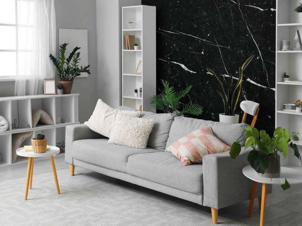 Sort marmor med hvide striber