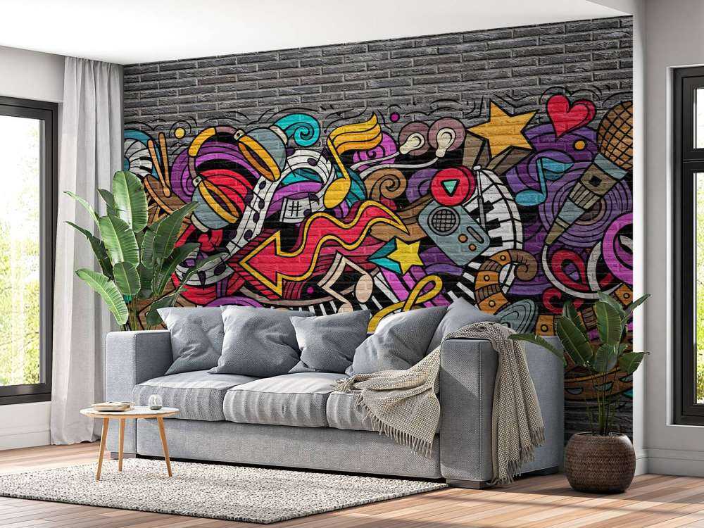 Musikgraffiti på mursten