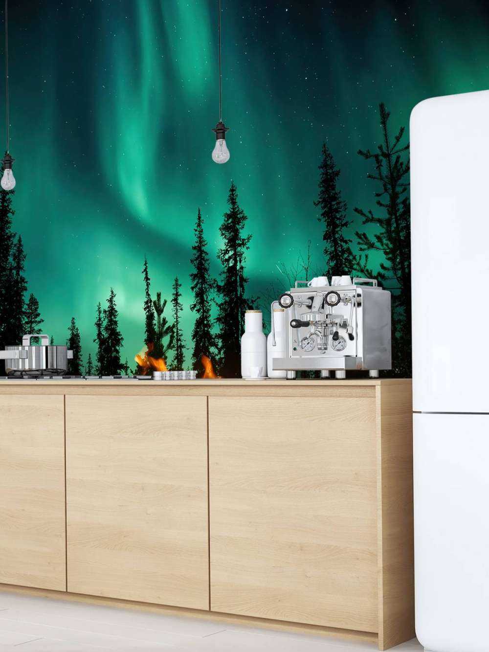 Lejrbål under nordlyset