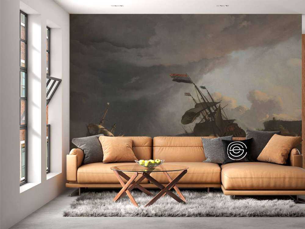 Krigsskibe under en storm