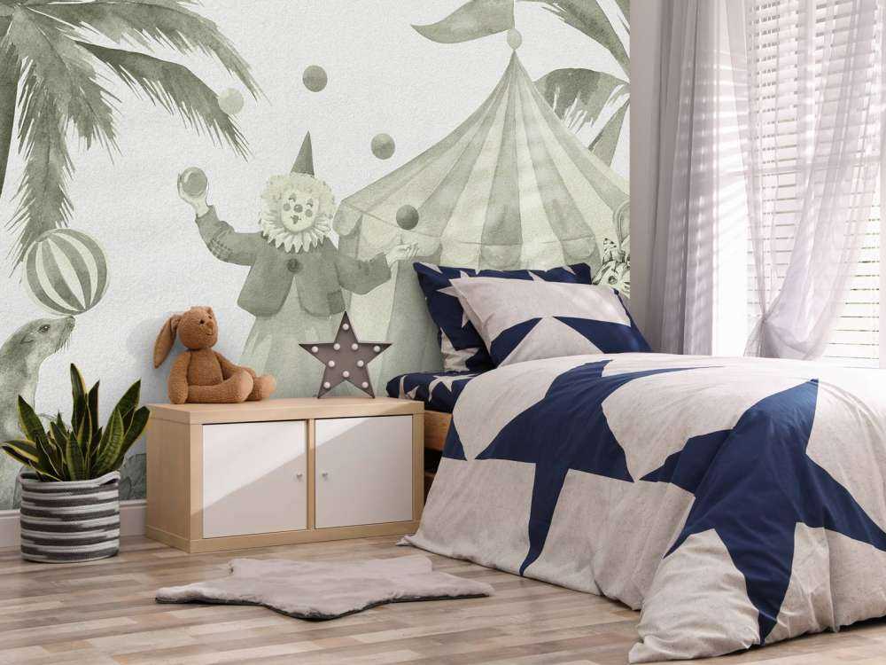 Glade sirkusdyr i grønt