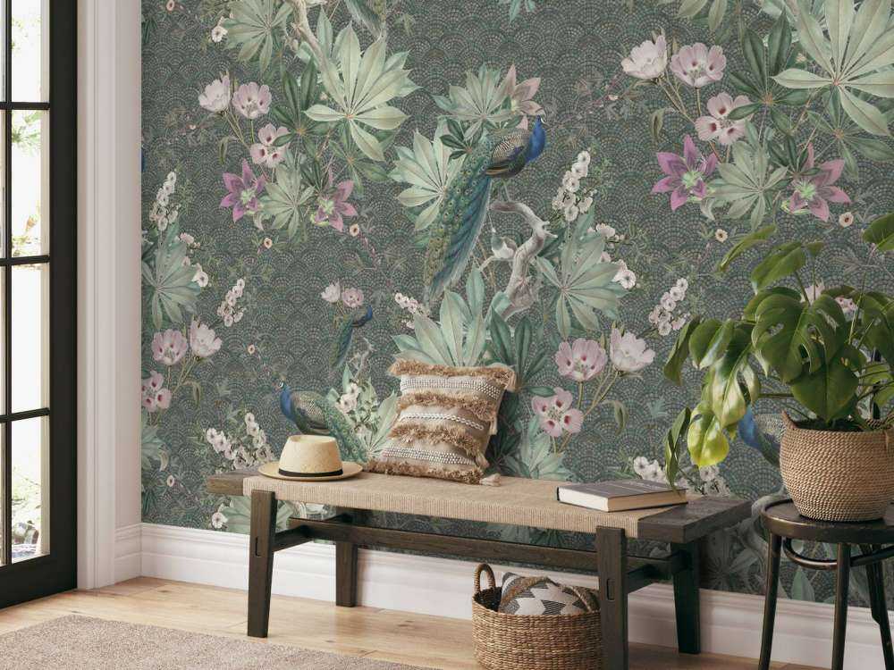 Vintage hagepåfugler - mørkegrønn