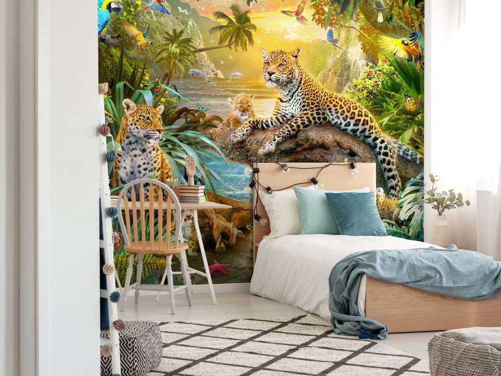 Leopards Family in the Bay