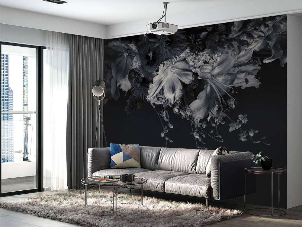 Komposittblomster i svart-hvitt