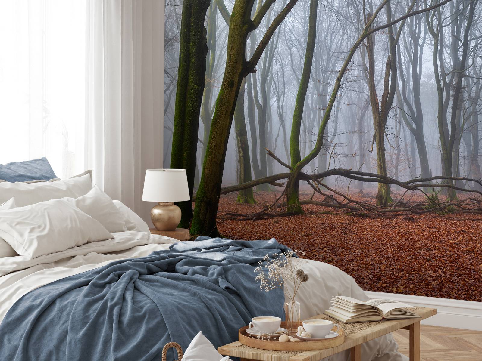 Mystisk tåkete skog