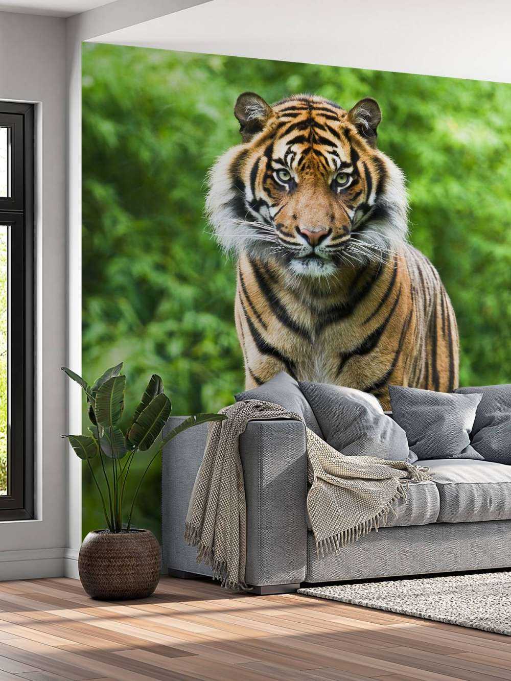 Tiger som står på en stein