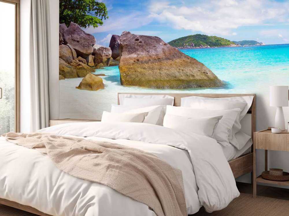 panoramaautsikt over en tropisk strand