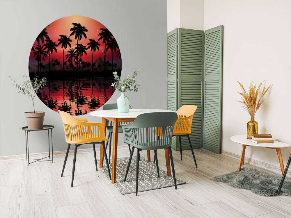 Palmer på rød himmel