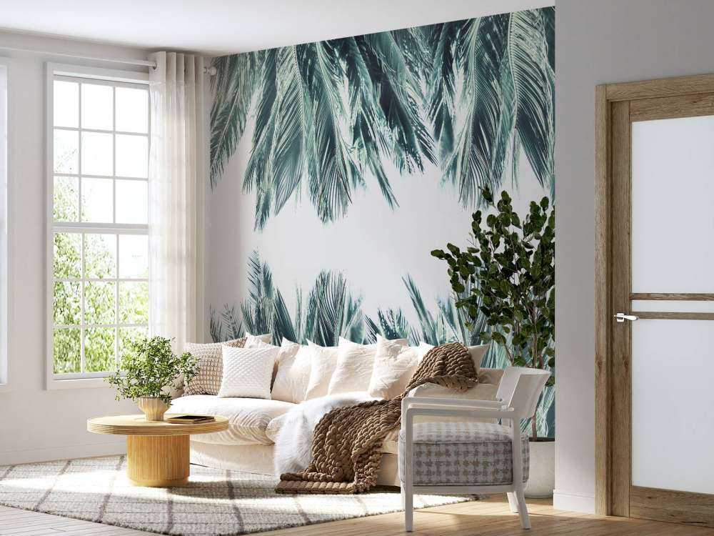 Palmblad på vit bakgrund