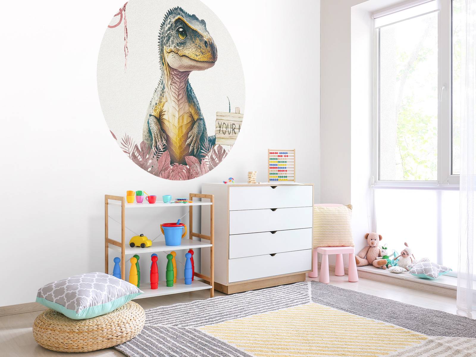 Baby t-rex i den rosa djungeln
