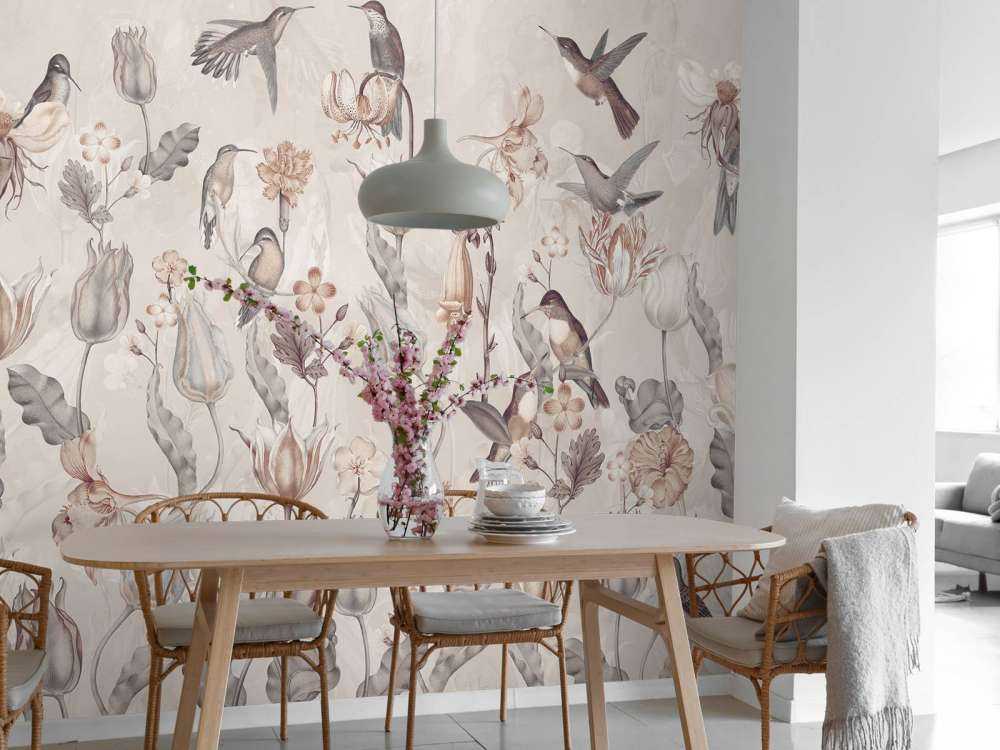 Vår Kolibri Symfoni - Vintage Sepia Blomma