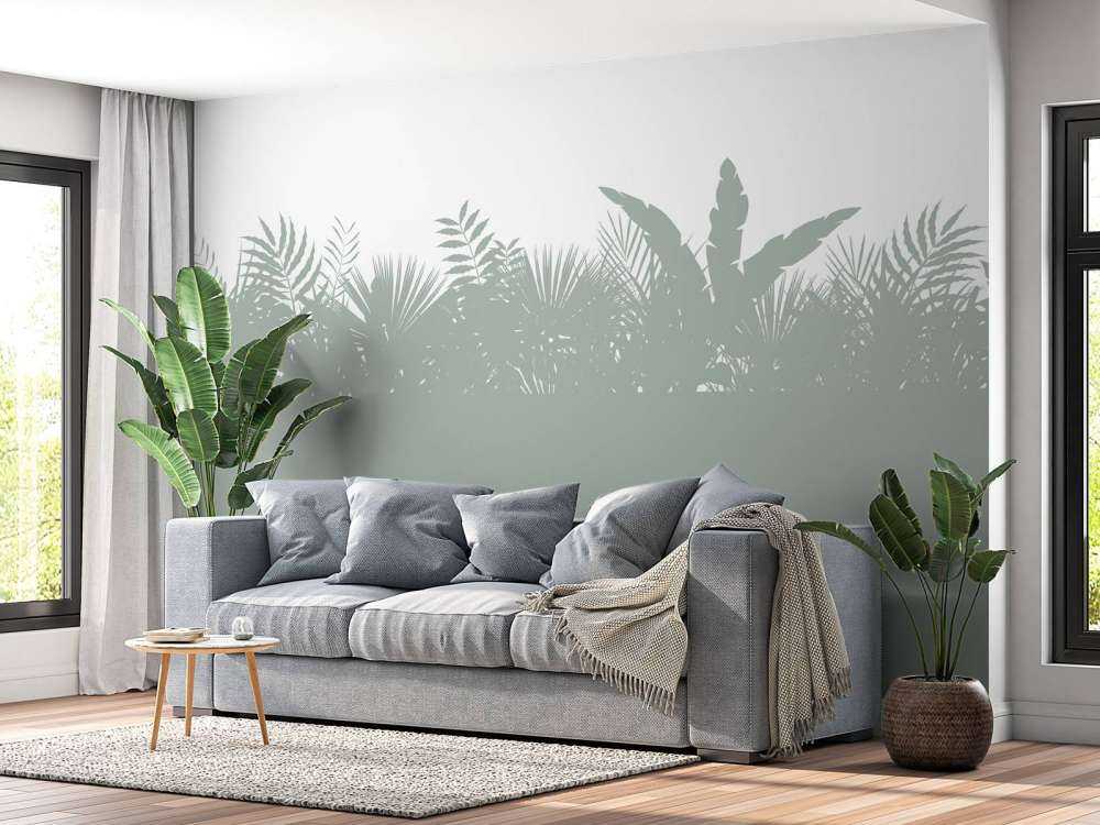 Silhuetter palmblad, ljusgröna