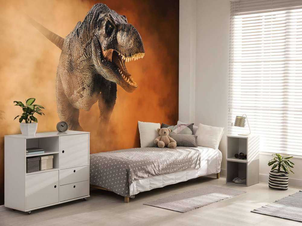 Tyrannosaurus går genom rök