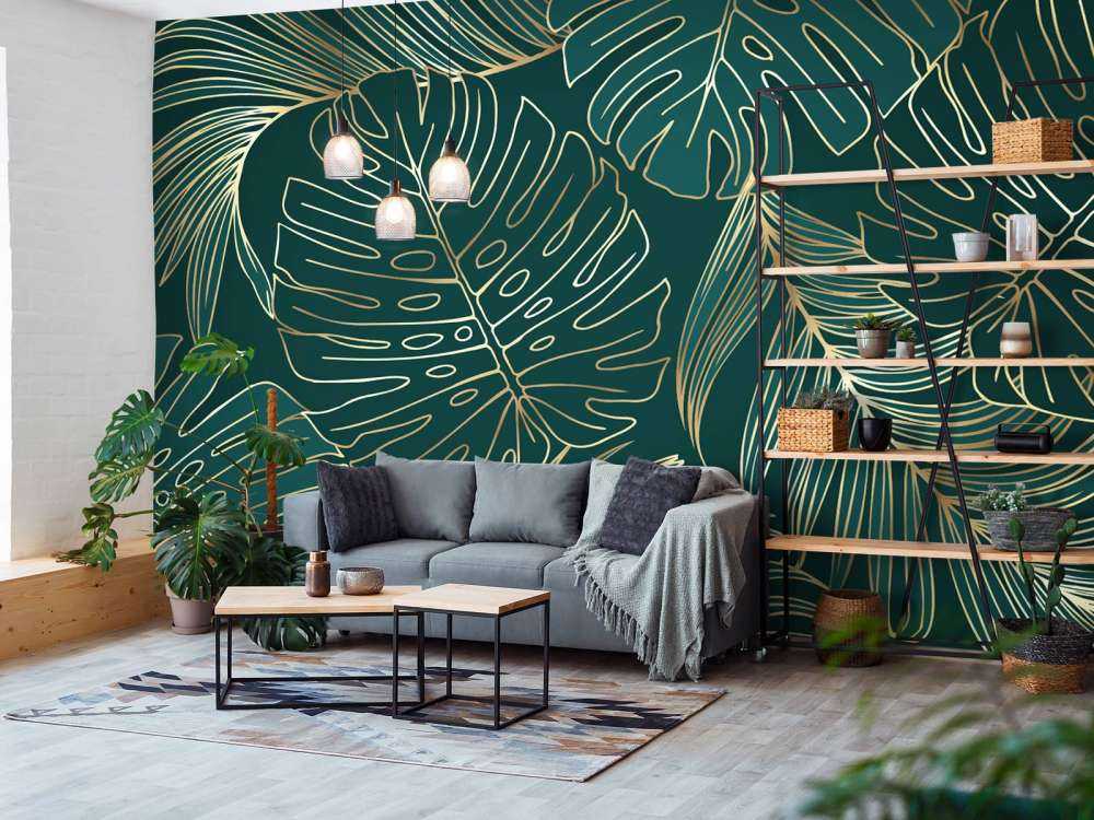 Gröna blad med guld