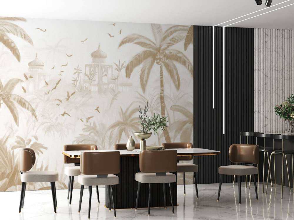 Orientalisk Trädgård i Gryningen, taupe