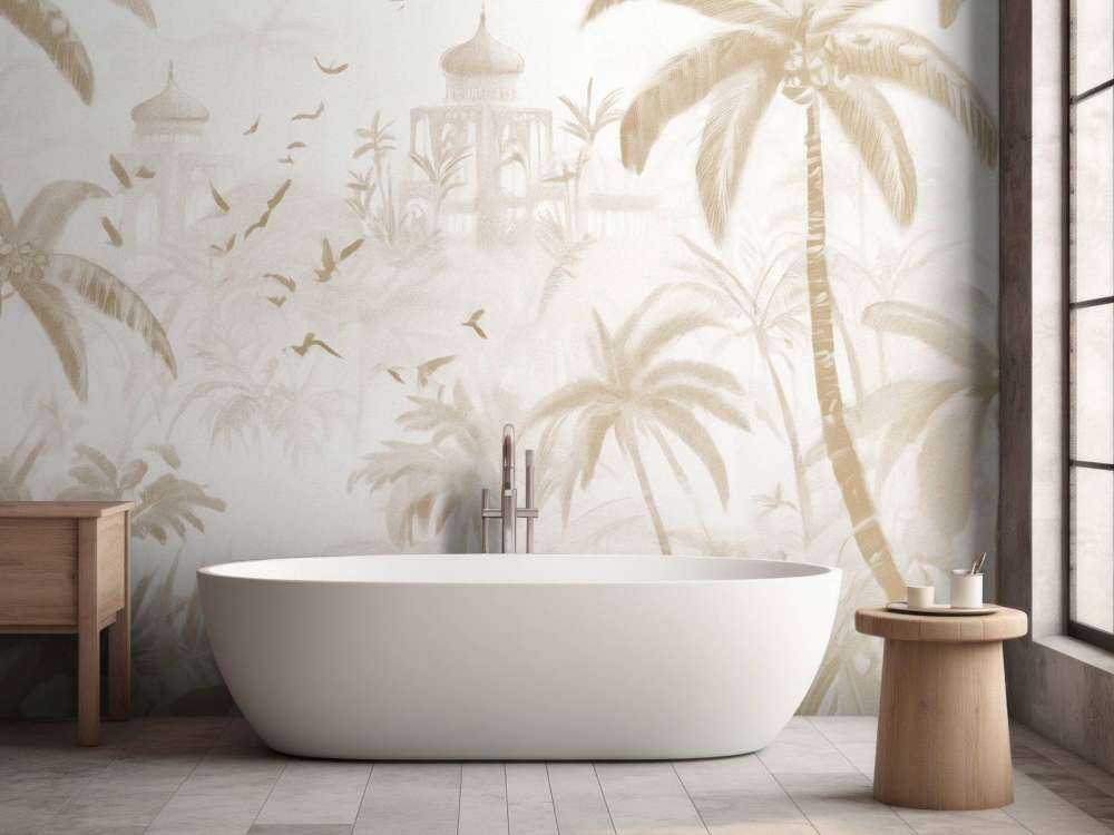 Orientalisk Trädgård i Gryningen, taupe