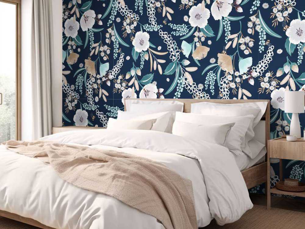 Blomsterträdgård vid midnatt