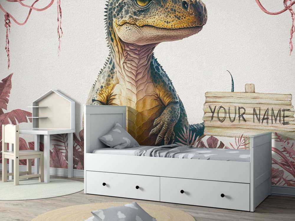 Baby t-rex i den rosa djungeln
