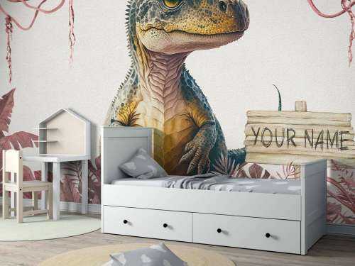 Baby t-rex i den rosa djungeln