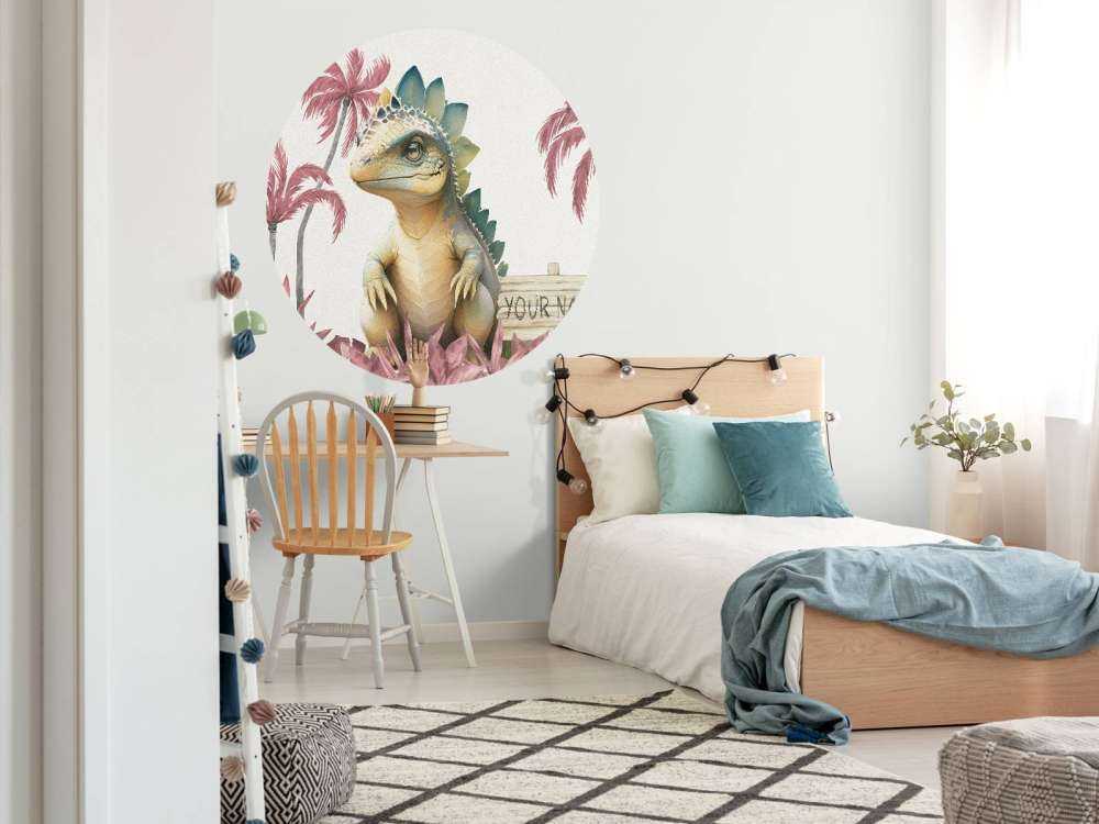 Baby stegosaurus i den rosa djungeln