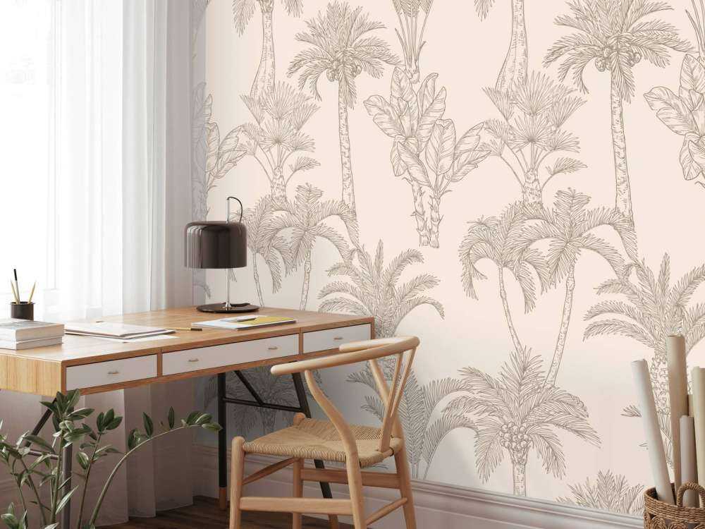 Djungel linjekonst beige