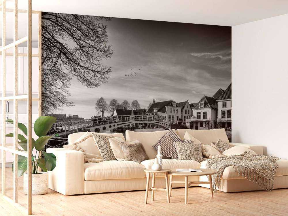 Den befästa staden Dokkum Bro över Klein Diep Friesland 