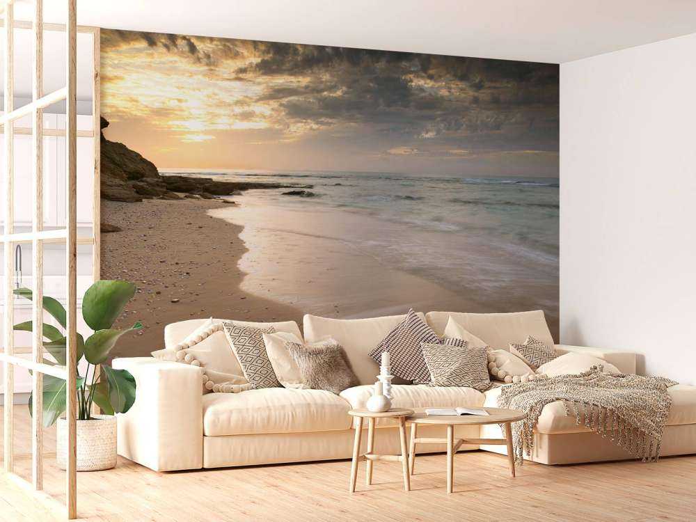 Sol nedgång stranden