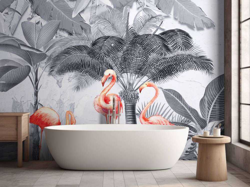 Djungel med flamingos