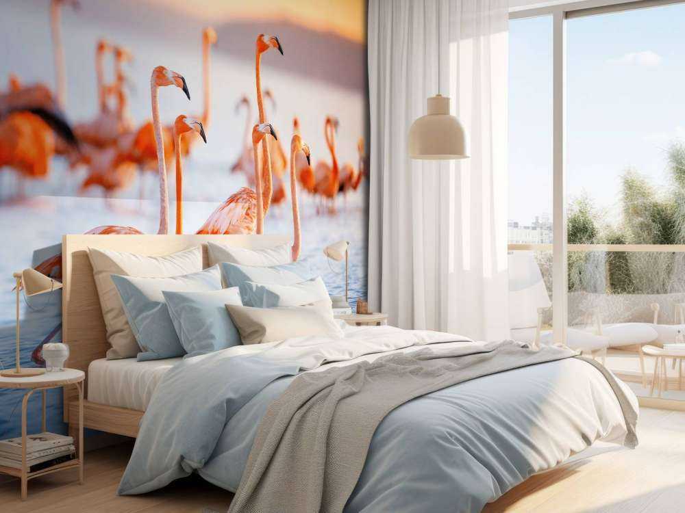 Stirande flamingos