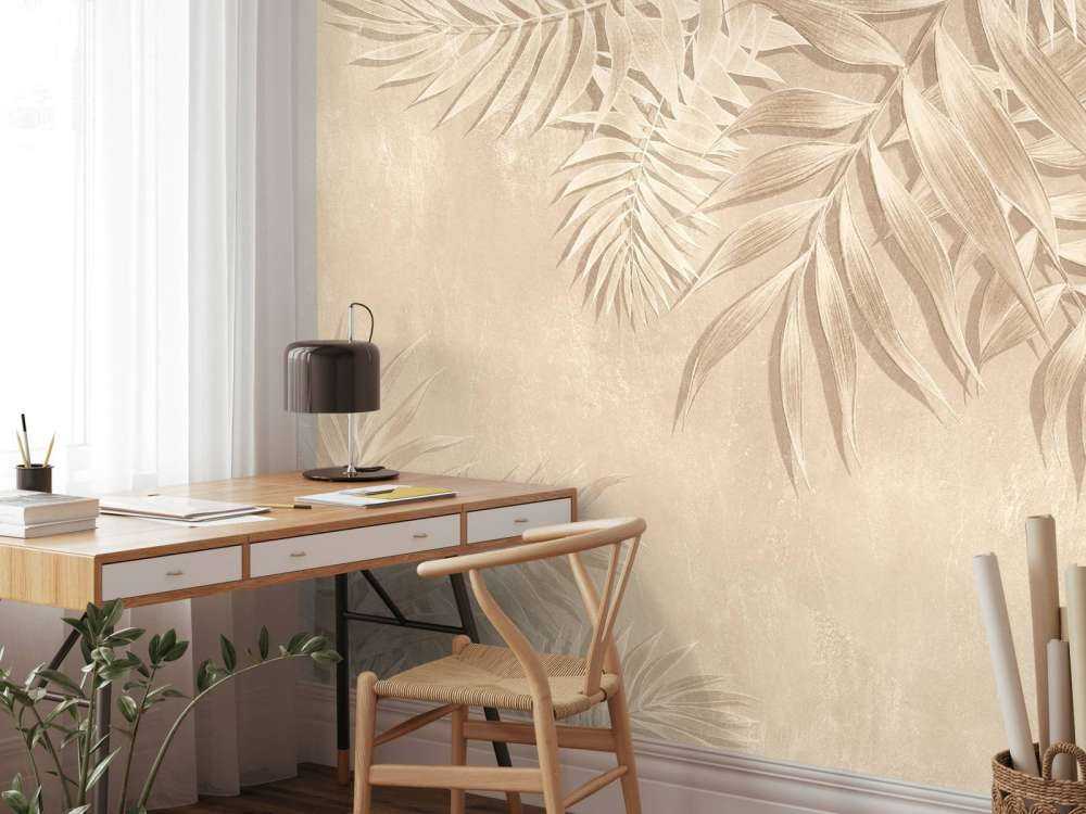 Strukturerade palmblad, beige