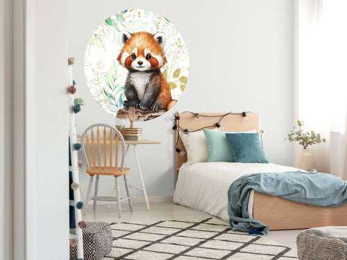 Söt röd panda och blad