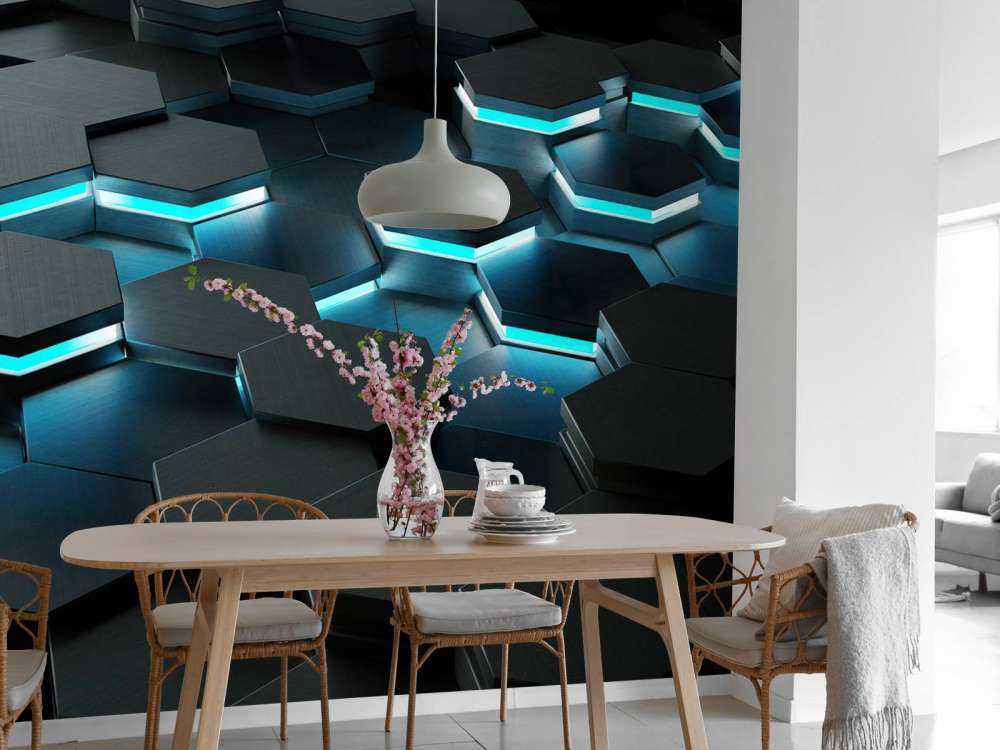 Upplysta 3D-hexagoner