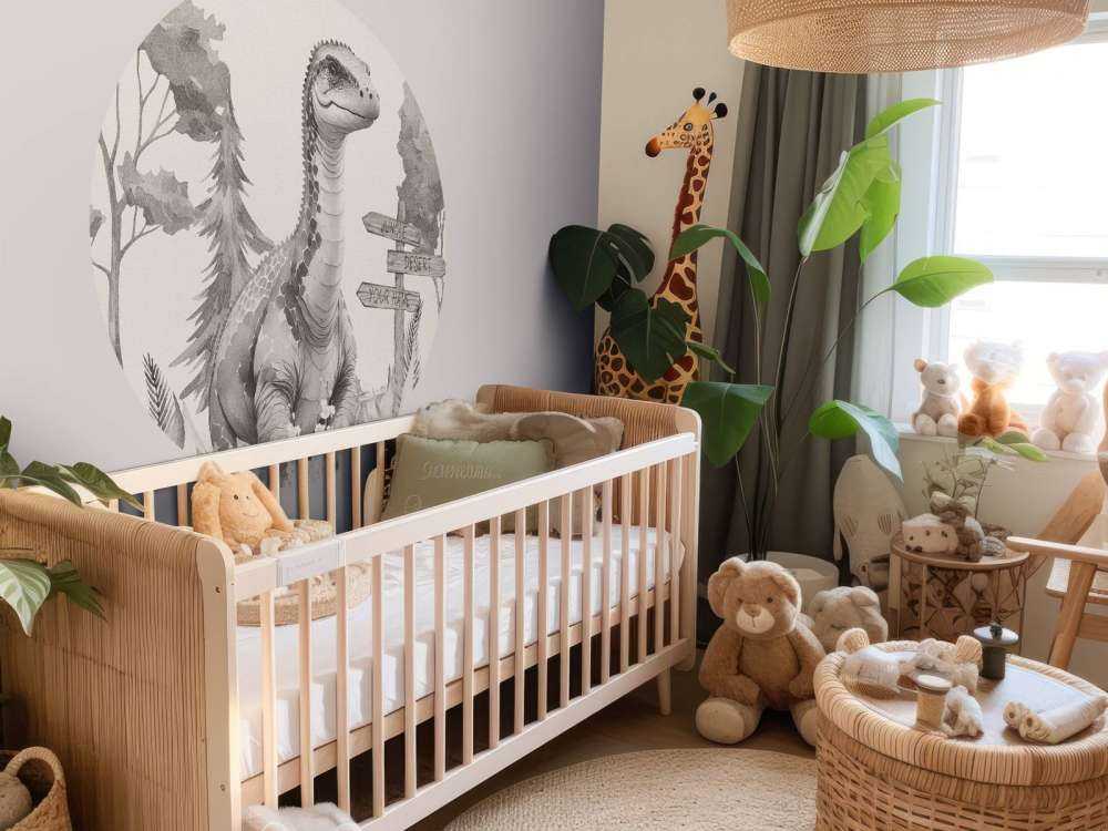 Baby brachiosaurus i den beige junglen