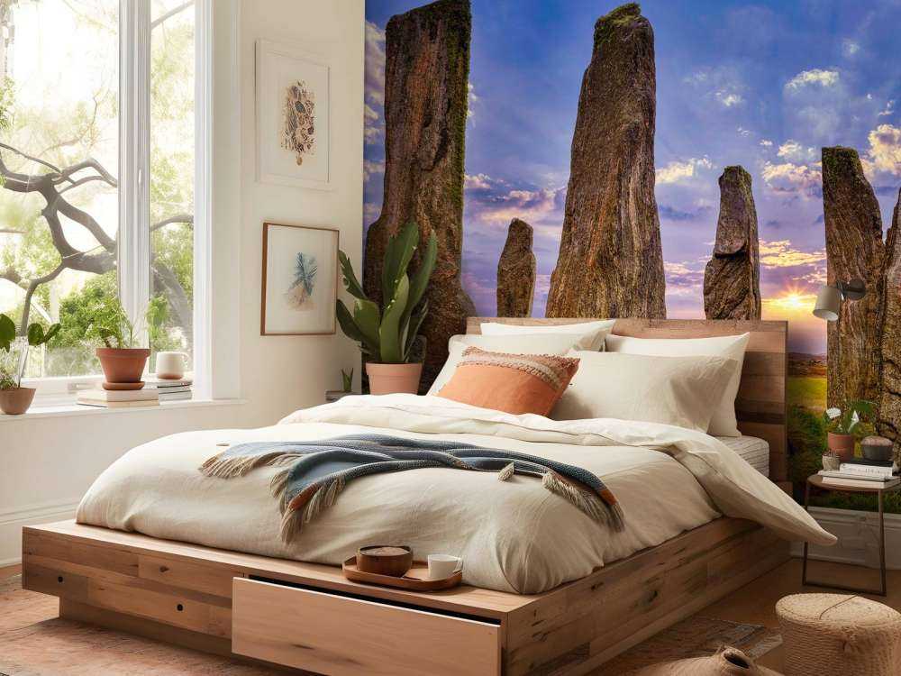 Stående sten ved solnedgang