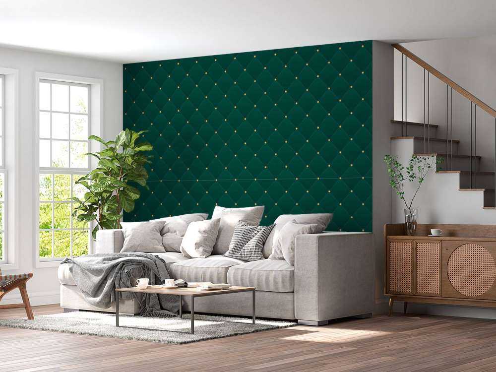 Mørkegrøn chesterfield mønster