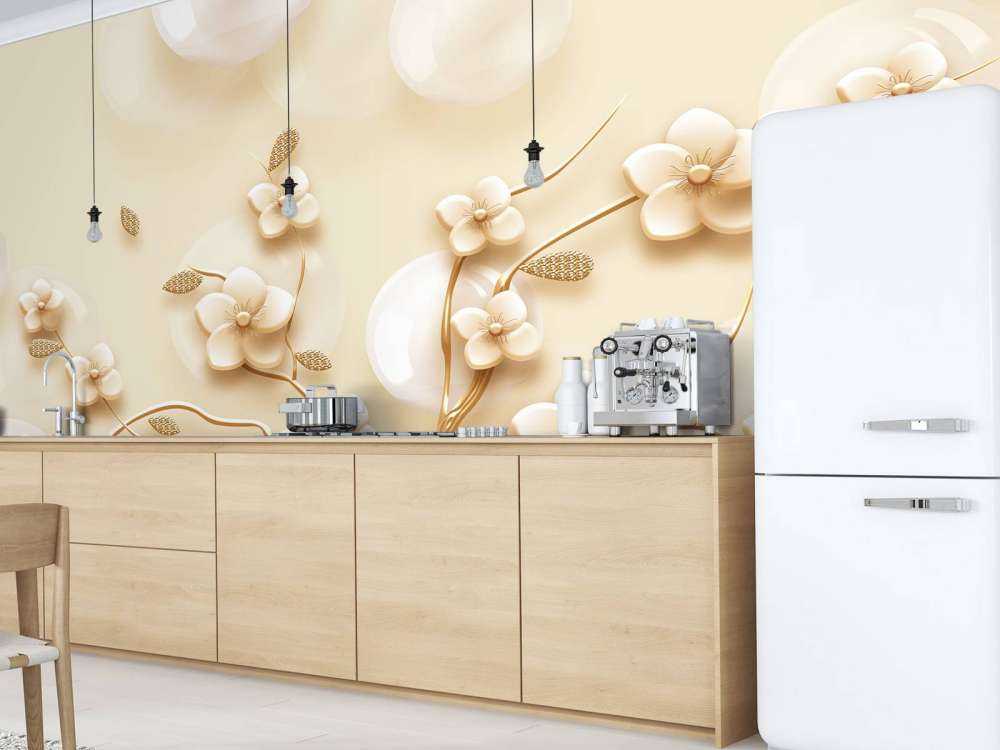 Gylden gren med blomster