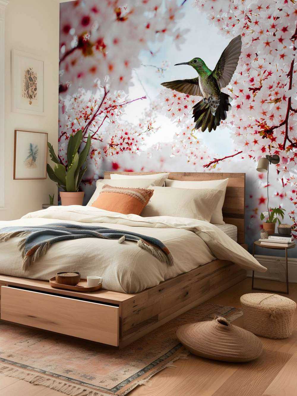 Kolibri mellem blomsterne