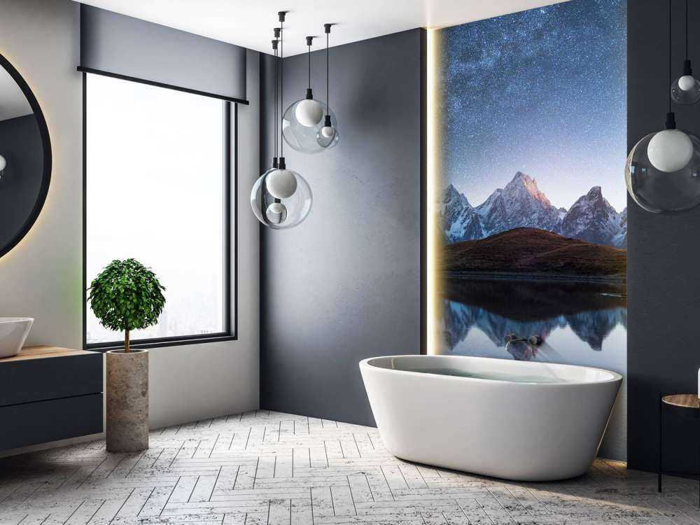 Bjerge med sne om natten