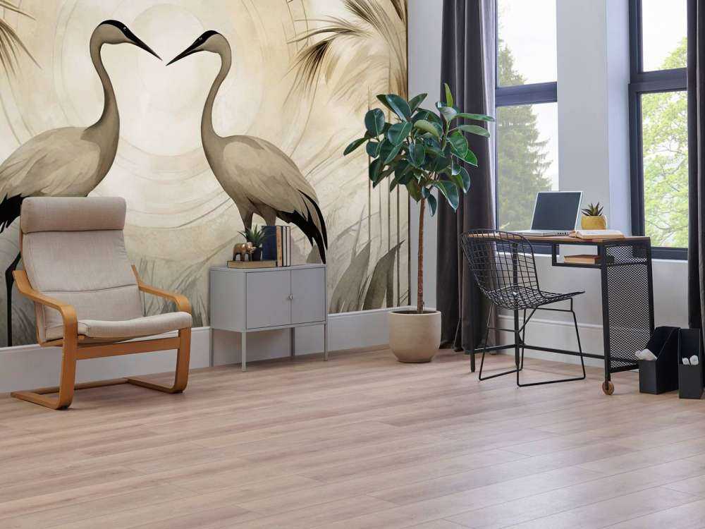 Kraner ved solnedgang taupe